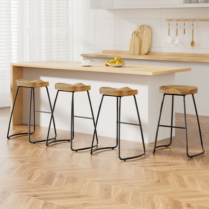 Artiss 4x Bar Stools Tractor Seat 65cm Wooden.