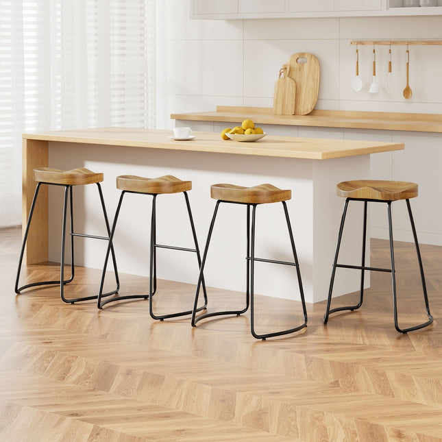 Artiss 4x Bar Stools Tractor Seat 65cm Wooden.