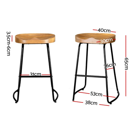 Artiss 4x Bar Stools Tractor Seat 65cm Wooden.