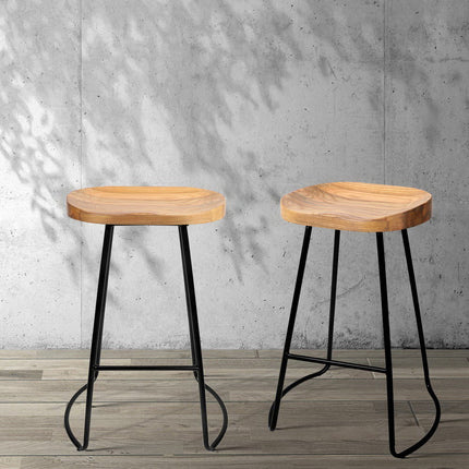 Artiss 4x Bar Stools Tractor Seat 65cm Wooden.