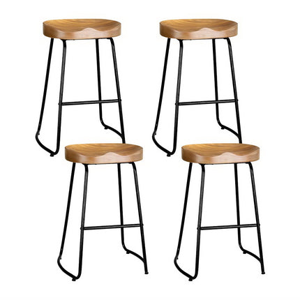 Artiss 4x Bar Stools Tractor Seat 65cm Wooden.