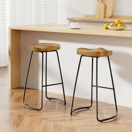 Artiss 2x Bar Stools Tractor Seat 75cm Wooden.