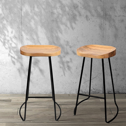 Artiss 2x Bar Stools Tractor Seat 75cm Wooden.