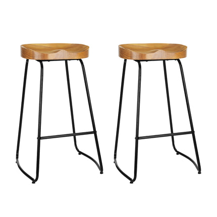Artiss 2x Bar Stools Tractor Seat 75cm Wooden.