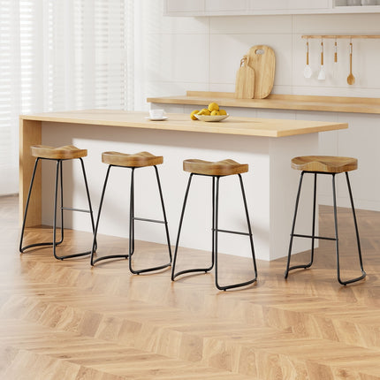 Artiss 4x Bar Stools Tractor Seat 75cm Wooden.