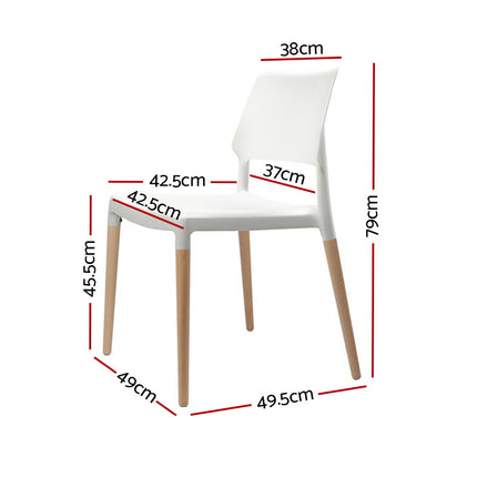 Artiss Dining Chairs Set of 4 Plastic Wooden Stackable White.