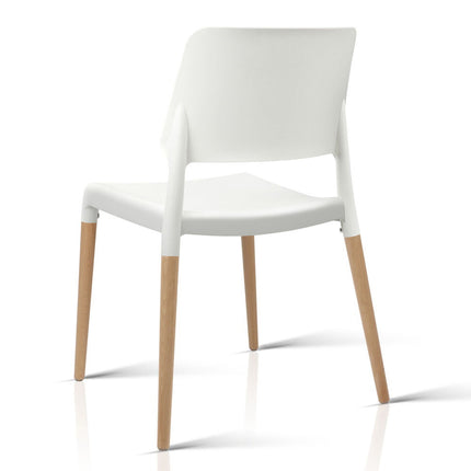 Artiss Dining Chairs Set of 4 Plastic Wooden Stackable White.