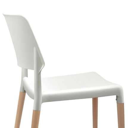 Artiss Dining Chairs Set of 4 Plastic Wooden Stackable White.