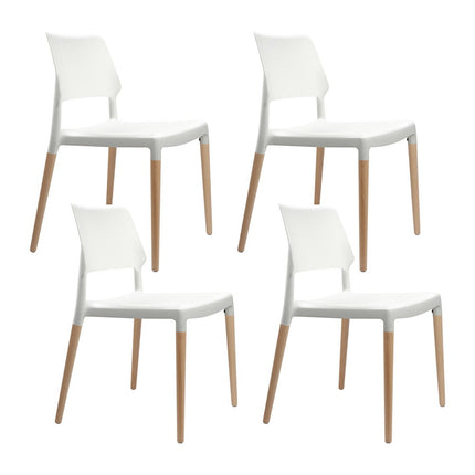 Artiss Dining Chairs Set of 4 Plastic Wooden Stackable White.