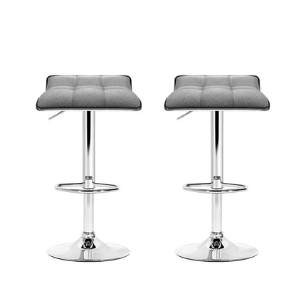 Artiss 2x Bar Stools Linen Padded Gas Lift.