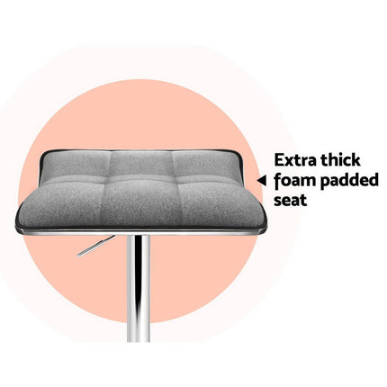 Artiss 2x Bar Stools Linen Padded Gas Lift.