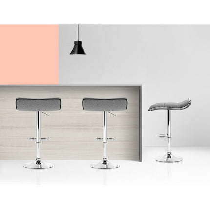 Artiss 2x Bar Stools Linen Padded Gas Lift.