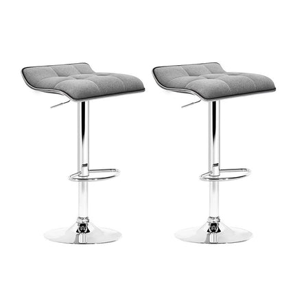 Artiss 2x Bar Stools Linen Padded Gas Lift.
