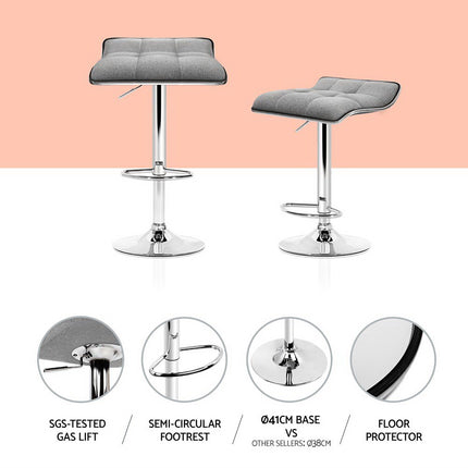 Artiss 4x Bar Stools Linen Padded Gas Lift.
