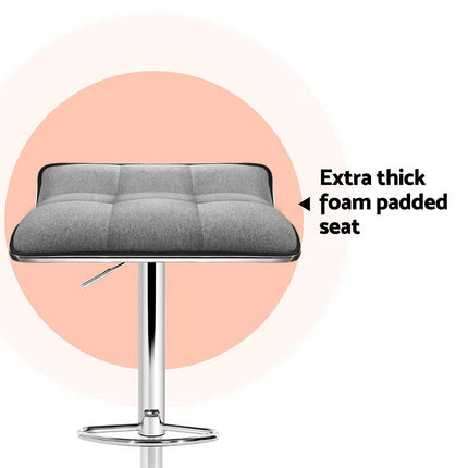 Artiss 4x Bar Stools Linen Padded Gas Lift.