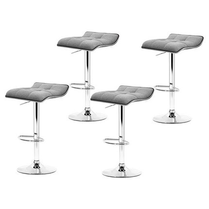 Artiss 4x Bar Stools Linen Padded Gas Lift.
