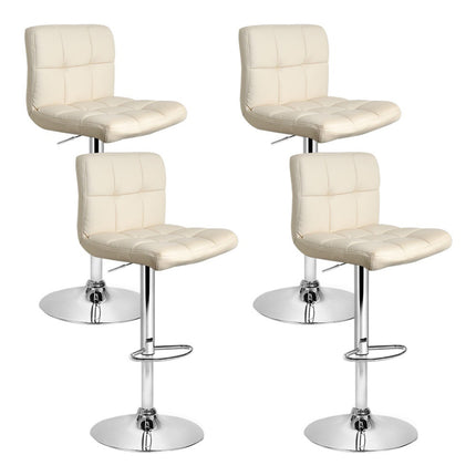 Artiss 4x Bar Stools Leather Gas Lift Beige.