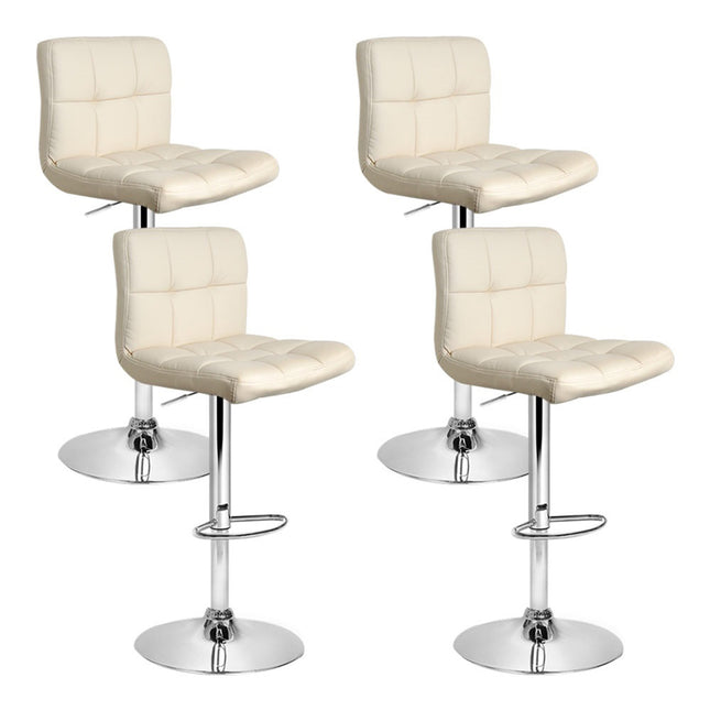 Artiss 4x Bar Stools Leather Gas Lift Beige.