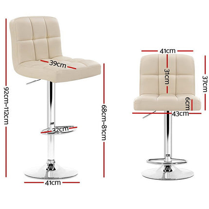 Artiss 4x Bar Stools Leather Gas Lift Beige.