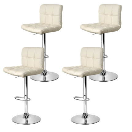 Artiss 4x Bar Stools Leather Gas Lift Beige.