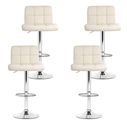 Artiss 4x Bar Stools Leather Gas Lift Beige.