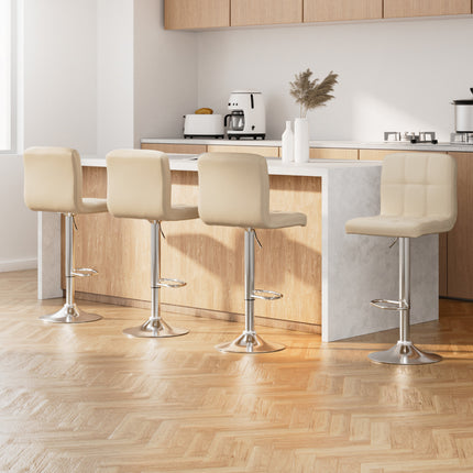 Artiss 4x Bar Stools Leather Gas Lift Beige.