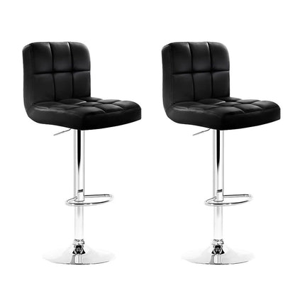 Artiss 2x Bar Stools Leather Gas Lift Black.