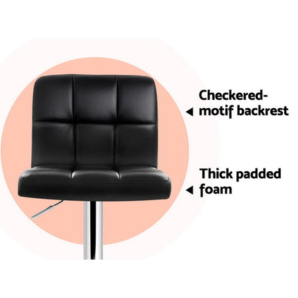 Artiss 2x Bar Stools Leather Gas Lift Black.