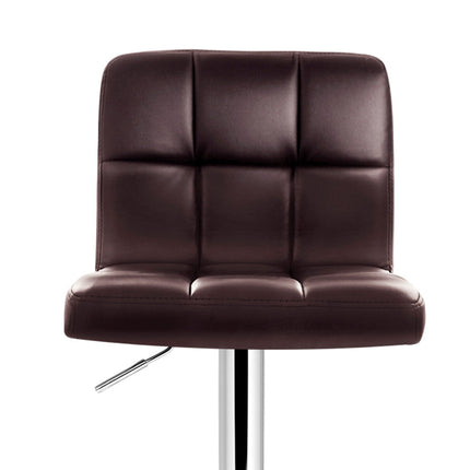 Artiss 2x Bar Stools Leather Gas Lift Brown.