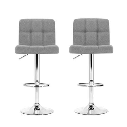 Artiss 2x Bar Stools Kitchen Dining Chairs Counter Stool Gas Lift Fabric Grey.