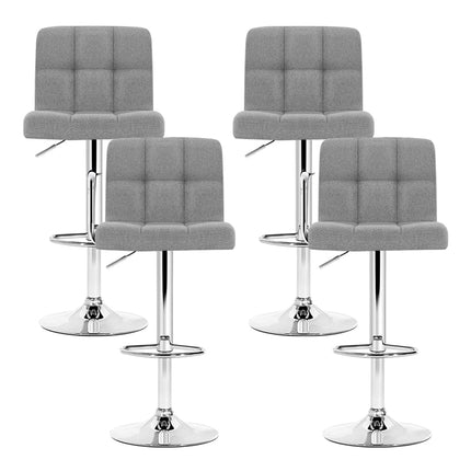 Artiss 4x Bar Stools Fabric Gas Lift Grey.