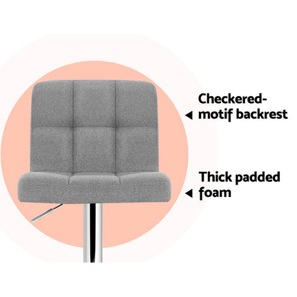 Artiss 4x Bar Stools Fabric Gas Lift Grey.