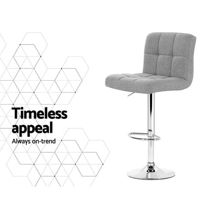 Artiss 4x Bar Stools Fabric Gas Lift Grey.