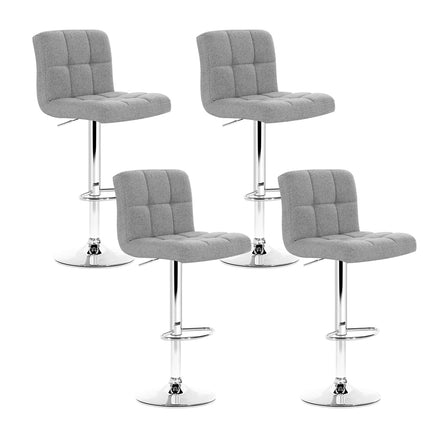 Artiss 4x Bar Stools Fabric Gas Lift Grey.