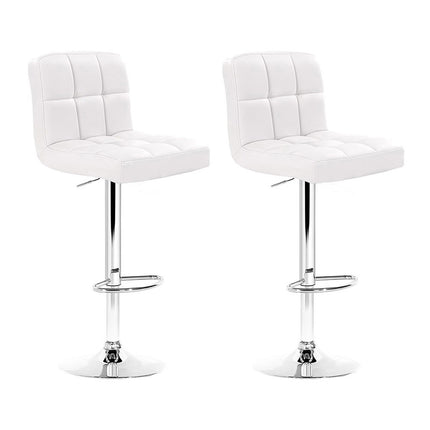Artiss 2x Bar Stools Leather Gas Lift White.