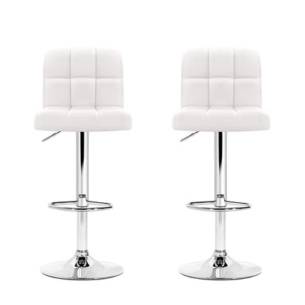 Artiss 2x Bar Stools Leather Gas Lift White.