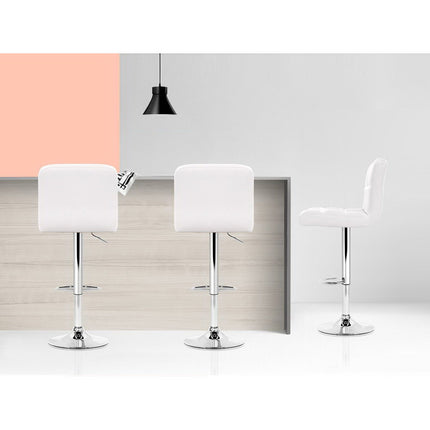 Artiss 2x Bar Stools Leather Gas Lift White.