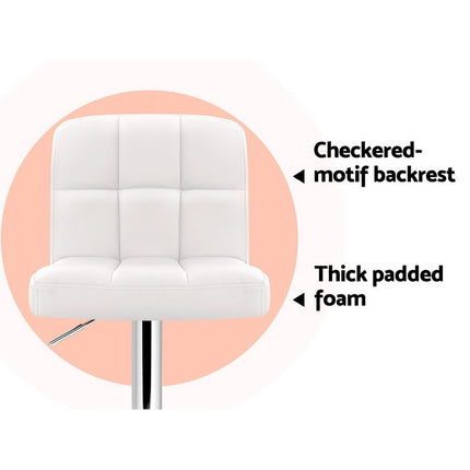 Artiss 2x Bar Stools Leather Gas Lift White.