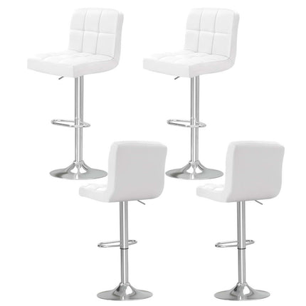 Artiss 4x Bar Stools Leather Gas Lift White.
