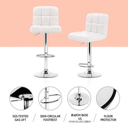 Artiss 4x Bar Stools Leather Gas Lift White.
