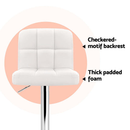 Artiss 4x Bar Stools Leather Gas Lift White.