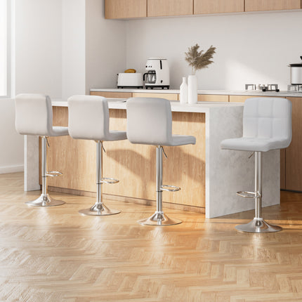 Artiss 4x Bar Stools Leather Gas Lift White.