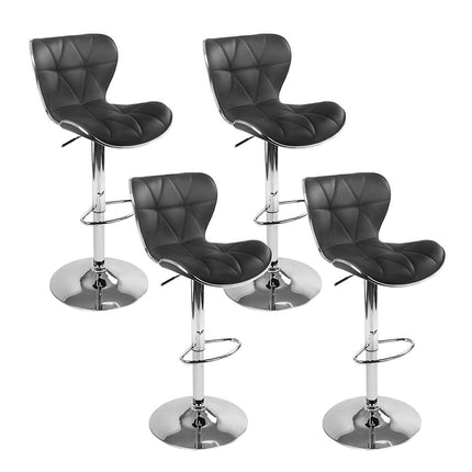 Artiss 4x Bar Stools Gas Lift Leather Seat Black.