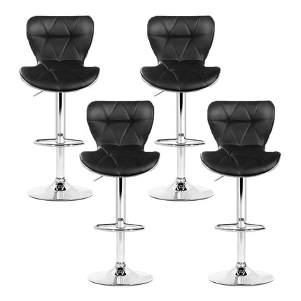 Artiss 4x Bar Stools Gas Lift Leather Seat Black.