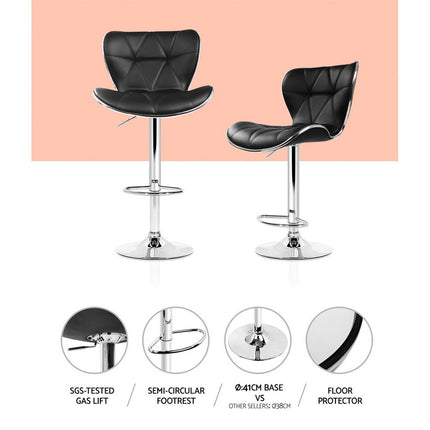 Artiss 4x Bar Stools Gas Lift Leather Seat Black.