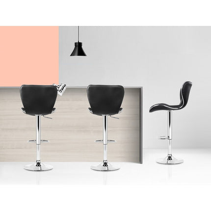 Artiss 4x Bar Stools Gas Lift Leather Seat Black.