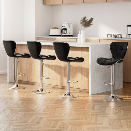 Artiss 4x Bar Stools Gas Lift Leather Seat Black.