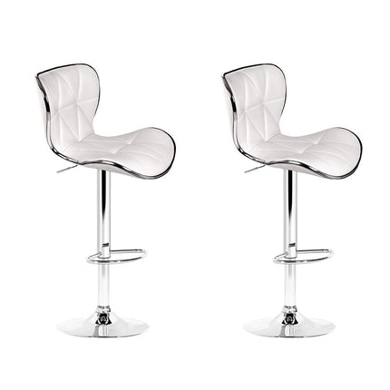 Artiss 2x Bar Stools Gas Lift Leather Seat White.