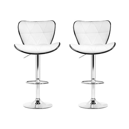 Artiss 2x Bar Stools Gas Lift Leather Seat White.
