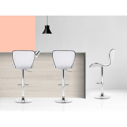 Artiss 2x Bar Stools Gas Lift Leather Seat White.